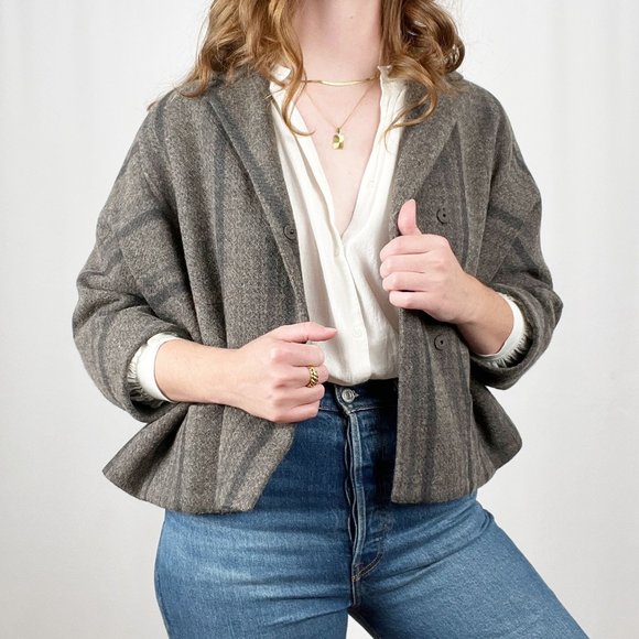 Marni Mohair Wool Baby Alpaca Highlander Cropped Blazer Jacket Coat Shrug Italy - Picture 4 of 7